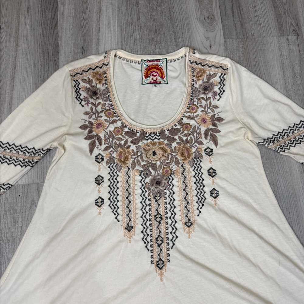 Johnny Was Marushka 3/4 Sleeve Trapeze Tee Top Size XS see Measurements Runs Big - Picture 6 of 15